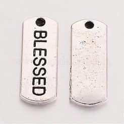 Tibetan Style Alloy Rectangle with Word Blessed Pendants&nbsp;TIBEP-Q043-060-RS