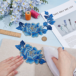 2Pcs Peony Computerized Embroidery Cloth Iron on/Sew on Patches&nbsp;DIY-PH0034-48
