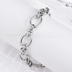 Tarnish Resistant 304 Stainless Steel Oval Link Chain Bracelets&nbsp;BJEW-Z011-12P