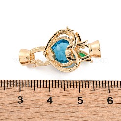 Brass Micro Pave Clear Cubic Zirconia Fold Over Clasps&nbsp;KK-C076-11G