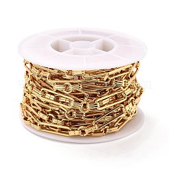 真鍮リンクチェーン  長持ちメッキ  溶接されていない  長方形と円形  スプールで  カドミウムフリー＆ニッケルフリー＆鉛フリー  18KGP本金メッキ  リンク：22x7x1.5mm  6.5x1mm  8x3x4mm&nbsp;CHC-C020-10G-NR