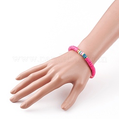 7Pcs Rainbow Polymer Clay Heishi Beads Stretch Bracelets Set&nbsp;BJEW-JB05882