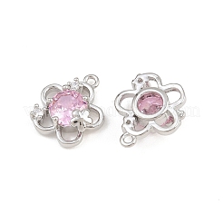 真鍮パヴェパールピンクキュービックジルコニアペンダント  花のチャーム  プラチナ  15.5x13.5x6.5mm  穴：1.2mm&nbsp;CU-CBA8124-01C-P