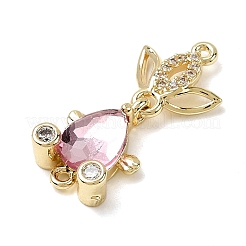 Brass Micro Pave Clear Cubic Zirconia Fish Links Connector Charms&nbsp;KK-K375-26G