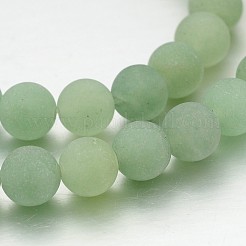 Frosted Round Natural Green Aventurine Bead Strands&nbsp;G-J338-05-8mm