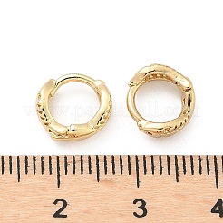 フィッシュボーン真鍮フープピアス  ラックめっき  鉛フリー＆カドミウムフリー  長持ちメッキ  18KGP本金メッキ  9.5x3.5mm&nbsp;EJEW-Z102-32G