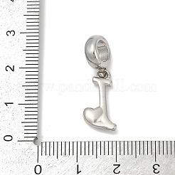 真鍮ヨーロッパダングルチャーム  ハート文字の大きな穴のペンダント  プラチナ·ゴールデン  文字I  25.5~30.5mm  穴：6mm&nbsp;LS-KK-Z097-01I-GP
