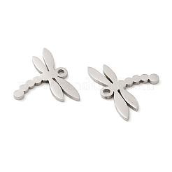 変色しない201ステンレススチールペンダント  トンボチャーム  ステンレス鋼色  13x16.5x1mm  穴：1.4mm&nbsp;STAS-A084-15P