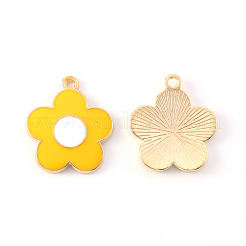 合金エナメルチャーム  花  ライトゴールド  ゴールド  21.5x19x2mm  穴：1.6mm&nbsp;ENAM-S121-147C
