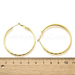 女性用304ステンレスフープピアス  316サージカルステンレススチール製耳ピン付き  イオンプレーティング（ip）  リング  ゴールドカラー  44x4mm&nbsp;EJEW-C096-43G-01