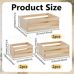ミニ木製収納バスケット 3種類 6個  長方形  モカシン  125~201x78~150x67~69mm  2個/スタイル&nbsp;AJEW-OC0016-23