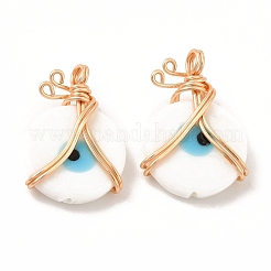 Wire Wrapped Handmade Lampwork Pendants&nbsp;KK-E076-03G