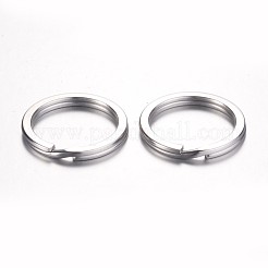 変色しにくい304ステンレススチール製キーチェーン留め具  スプリットキーリング  ステンレス鋼色  32x2.5mm&nbsp;X-KEYC-D049-01