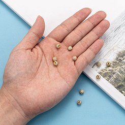 真鍮製キュービックジルコニアビーズ  カドミウムフリー＆鉛フリー  ラウンド  ゴールドカラー  6mm  穴：1.5mm&nbsp;ZIRC-F001-02G-6MM