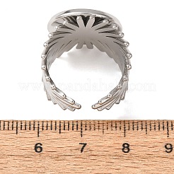 V字型304ステンレス鋼製カフリング部品  ラウンドパッドリングセッティング  ステンレス鋼色  18mm  18mm  トレイのサイズ：16mm&nbsp;SA-CBAC0DF-01E-P