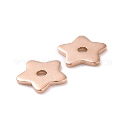 イオンプレーティング（IP）304ステンレスビーズ  スター  ローズゴールド  8x8x1mm  穴：1.5mm&nbsp;STAS-D185-02RG-02