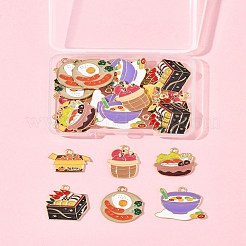 30個7スタイルアロイエナメルペンダント  カドミウムフリー＆鉛フリー  ライトゴールド  混合形状  ミックスカラー  12~22x15~23.5x1~1.5mm  穴：1.5~2mm&nbsp;ENAM-FS0003-22