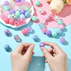 DIY フーセンガム風ブレスレットペンダント装飾作成キット  アクリルビーズや鉄ビーズなど  合金クラスプ  エンドチェーン  ワイヤー  ミックスカラー  17~20x19~20mm  穴：2mm&nbsp;MACR-CJC0010-01B