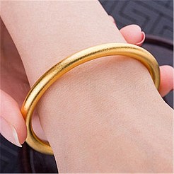 PVD 真空メッキ真鍮仏教の腕輪  ユニセックス  ゴールドカラー  内径：2-3/8インチ（6cm）&nbsp;BJEW-BB59867-A