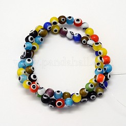 Handmade Evil Eye Lampwork Round Bead Strands&nbsp;LAMP-L055-8mm-M