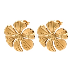 バレンタインデー 304ステンレススチールスタッドピアス  花  ゴールドカラー  26x25.5mm&nbsp;EJEW-C184-01B-G