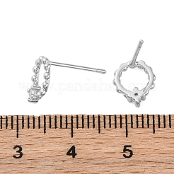 Brass Clear Cubic Zirconia Stud Earrings&nbsp;EJEW-Q014-33P