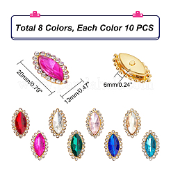 AHADEMAKER 80Pcs 8 Colors Sew on Rhinestone&nbsp;RGLA-GA0001-06