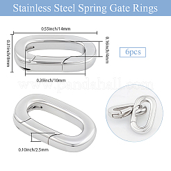 6Pcs Stainless Steel Spring Gate Rings&nbsp;STAS-BBC0008-34A