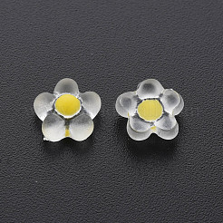 クリア樹脂カボション  花  ミックスカラー  7.5x7.5x3mm&nbsp;CRES-Q216-017