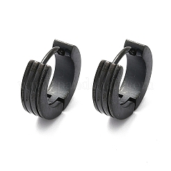 304ステンレススチール研磨効果フープピアス  イオンプレーティング（ip）  ブラック  13.5x4mm&nbsp;EJEW-M001-40C-EB