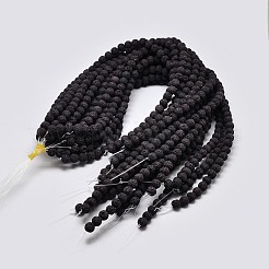 天然溶岩岩の丸いビーズ連売り  染め  ブラック  6mm  穴：1mm  約63個/連  37.5cm&nbsp;G-I124-6mm-10