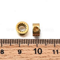 304ステンレススチールヨーロピアンビーズ  大穴ビーズ  コラム  ゴールドカラー  7.5x4mm  穴：4mm&nbsp;STAS-D382-23G