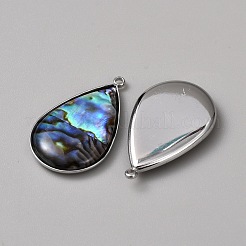 304 Stainless Steel & Natural Paua Shell Shell Pendants&nbsp;STAS-WH0044-130C-P