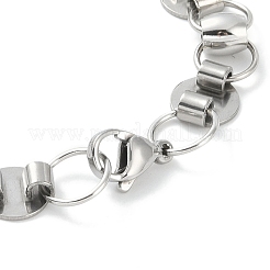 Non-Tarnish 201 Stainless Steel Flat Round Link Chain Bracelets for Women Men&nbsp;BJEW-I316-08C