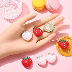 6 個 2 色イチゴ食品グレード環境に優しいシリコーン焦点ビーズ  ミックスカラー  27x25x5mm  穴：2.3mm  3個/カラー&nbsp;SIL-YW0001-60