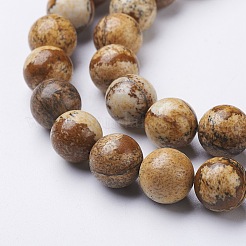 天然石ビーズ連売り  ピクチャージャスパー  ラウンド  10mm  穴：1mm  約37~39個/連  15.5インチ&nbsp;X-GSR10mmC016