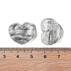 半透明樹脂デコデンカボション  水の波紋とキラキラパウダーのピーチハート  グレー  17.5x21x8.5mm&nbsp;CRES-M001-05A-02