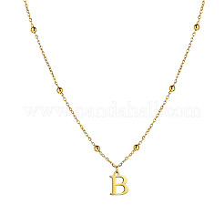 女性用ステンレススチールイニシャルペンダントネックレス  18KGP本金メッキ  文字B  15.75インチ（40cm）&nbsp;FS-WG8123A-13