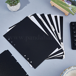プラスチック製ノートインデックス仕切りシート  バインダー用の6穴タブ仕切り  長方形  ブラック  210x158x0.4mm  6個/セット&nbsp;OFST-WH0002-54B