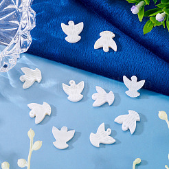 天然淡水シェルビーズ 10 個  鳥  乳白色  13x12~13x2.5~3mm  穴：0.7mm&nbsp;BSHE-TA0001-31