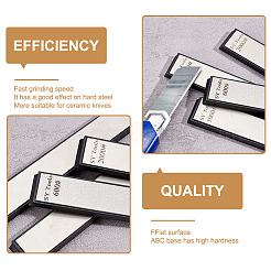 Ahademaker 4 個 4 スタイル カーボランダム ナイフ研ぎ石  PVCベース付き  ブラック  16x2.3x0.9cm  1個/スタイル&nbsp;TOOL-GA0001-73