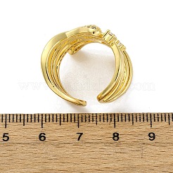 Brass Micro Pave Clear Cubic Zirconia Cuff Rings for Women&nbsp;RJEW-H248-01G-02