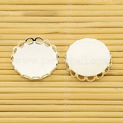 Brass Cabochon Settings and Flat Round Transparent Clear Glass Cabochons&nbsp;KK-X0003-S-RS