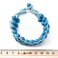 Synthetic Turquoise Round Beaded Multi-strand Bracelets for Men Women&nbsp;BJEW-G743-02F