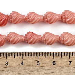 合成サンゴ染め彫刻ビーズ連売り  巻き貝の形  ライトコーラル  11.5~12x9~9.5x8~8.5mm  穴：0.9mm  約30個/連  13.11''（33.3センチメートル）&nbsp;SHEL-D001-B02