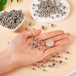 250 個 5 スタイル CCB プラスチックヨーロッパビーズ  大穴ビーズ  ラウンド  プラチナ  3.8~12x3~9.8mm  穴：1.8~5.8mm  50個/スタイル&nbsp;CCB-TA0001-07