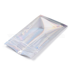 長方形のジッパー付きプラスチック製グリッターホログラフィックバッグ  再封可能なバッグ  透明  12x7.5cm  穴：6mm  片側の厚さ：2.3ミル（0.06mm）&nbsp;OPP-YWC0001-7X12