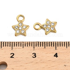 304ステンレススチールラインストーンペンダント  イオンプレーティング（ip）  スターのチャーム  18KGP本金メッキ  11x8x2mm  穴：2mm&nbsp;STAS-U047-15G