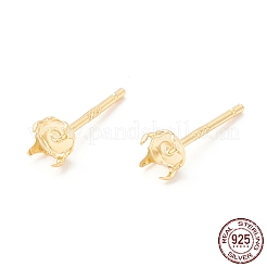 925 Sterling Silver Post Stud Earring Settings&nbsp;STER-P047-06A-G