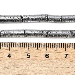 電気メッキされた天然溶岩岩ビーズ連売り  コラム  プラチナメッキ  13x4mm  穴：1mm  約31個/連  15.35''~15.75''（39センチメートル）&nbsp;G-K388-03B-03